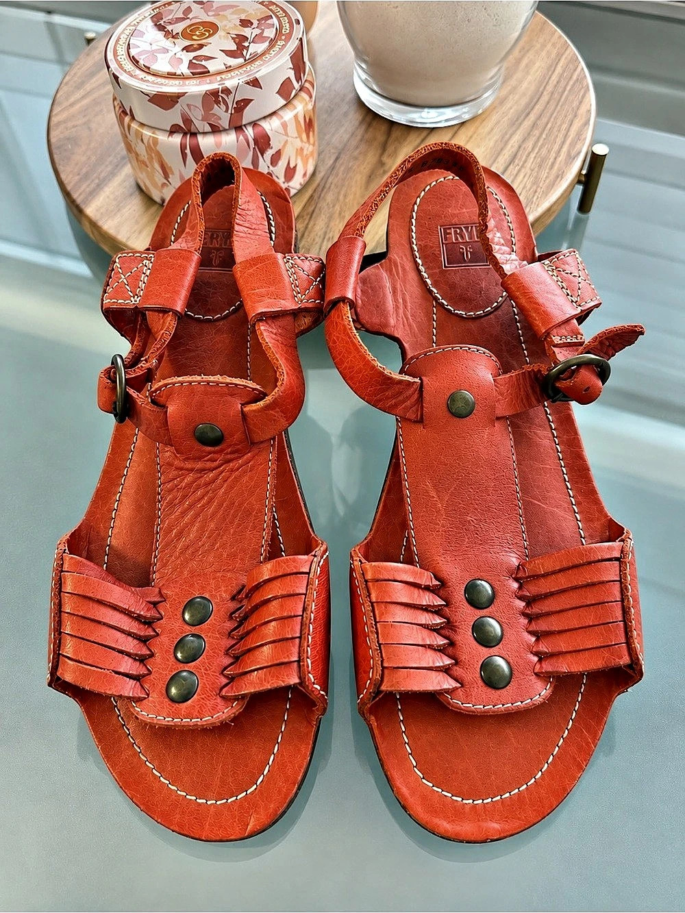 FRYE Leather Sandals Size 7.5 – Burnt Orange/Rust